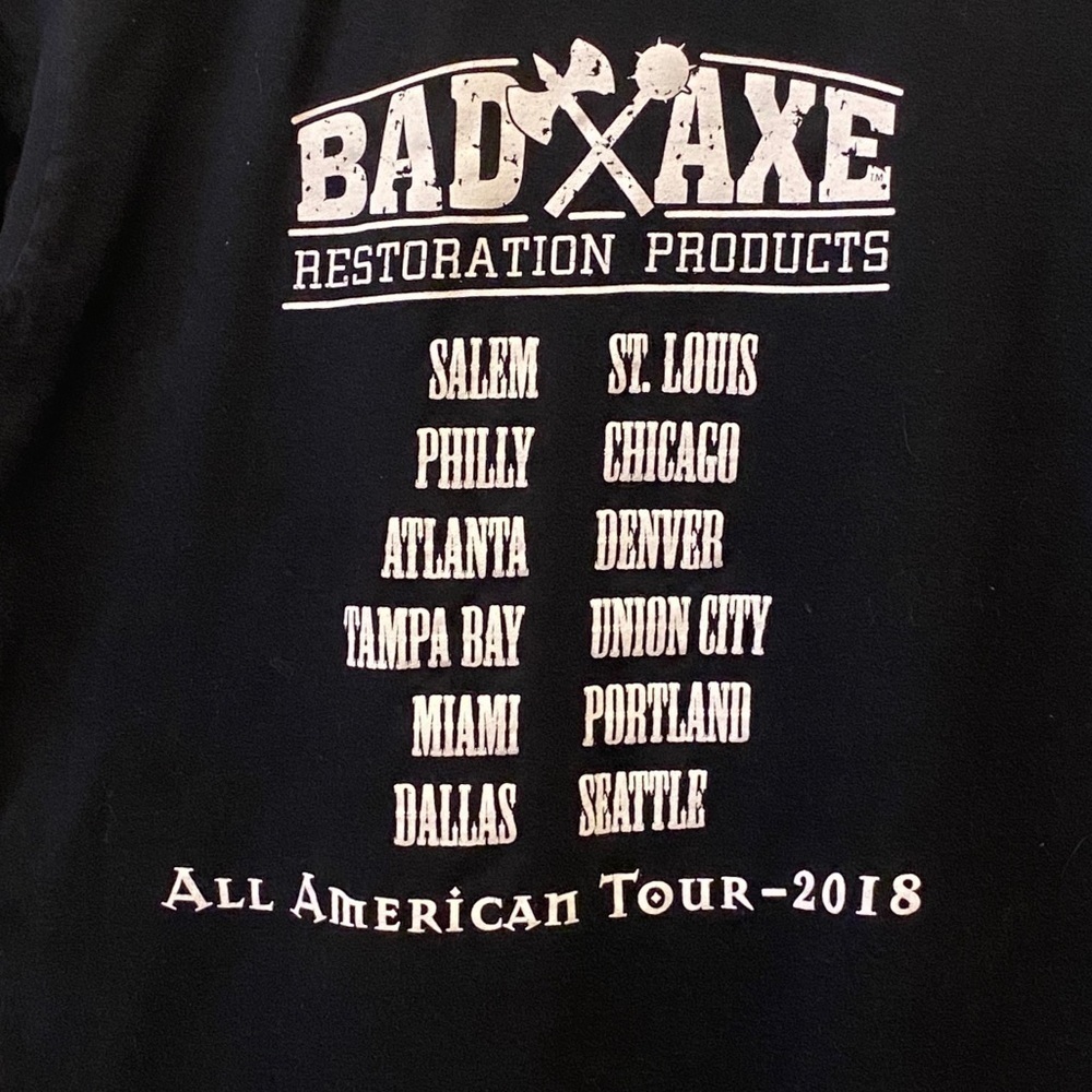 BAD AXE 2018 Tour T Shirt All American Black Med - Picture 3 of 6